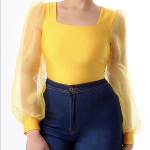 Yellow Mesh Bodysuit
